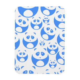 Kawaii Panda Baby Blue and WhitePattern Magnet