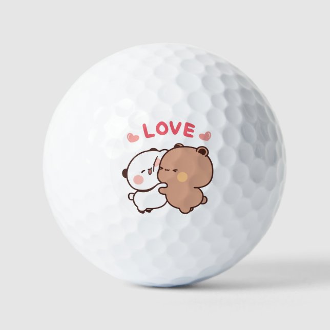 Kawaii Panda Bear, couple Animals Birthday Card Golf Balls (Front)