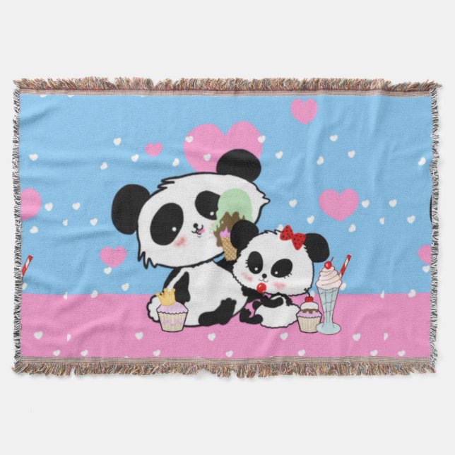 Kawaii Panda Bear Funny Cute Named Gifts Throw Blanket (Front)
