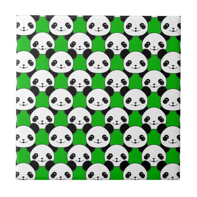 Kawaii Panda Bear Pattern Ceramic Tile (Front)