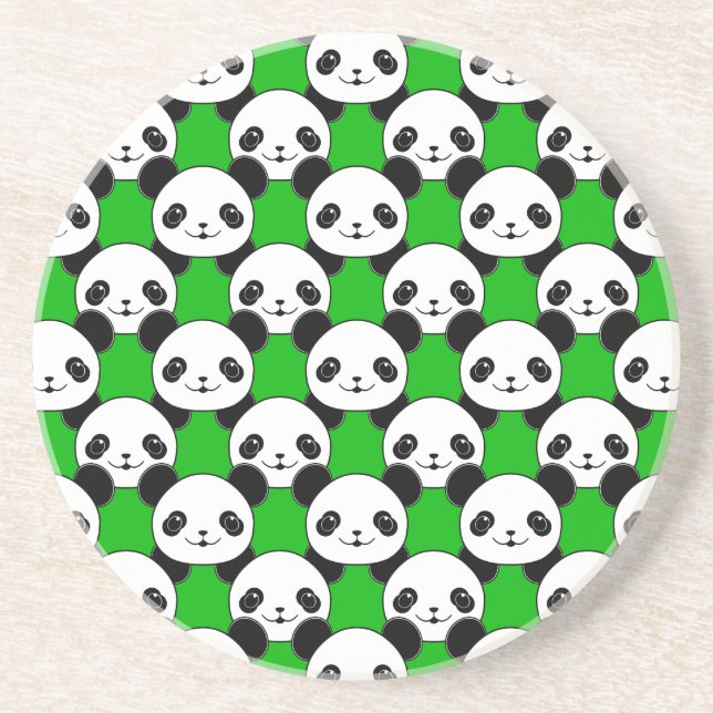 Kawaii Panda Bear Pattern Coaster (Front)
