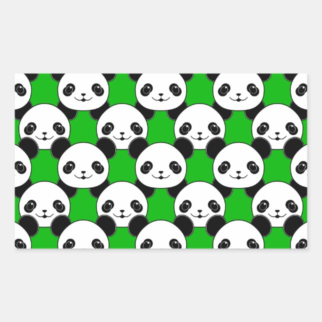 Kawaii Panda Bear Pattern Rectangular Sticker (Front)