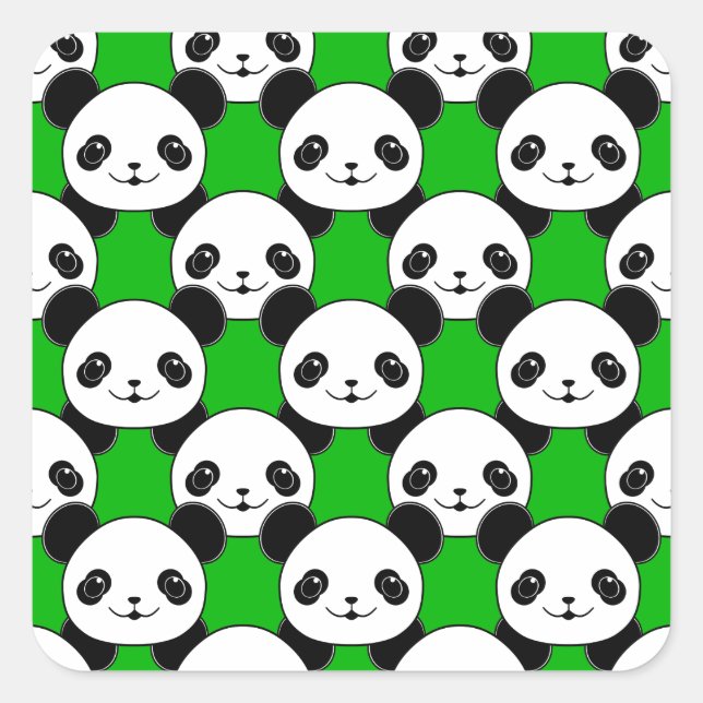 Kawaii Panda Bear Pattern Square Sticker (Front)