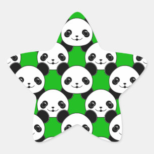 Kawaii Panda Bear Pattern Star Sticker