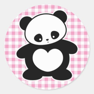 Kawaii panda classic round sticker