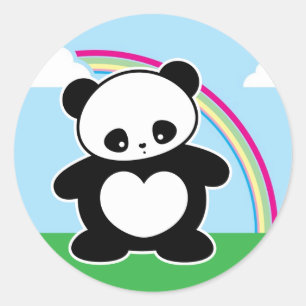 Kawaii panda classic round sticker