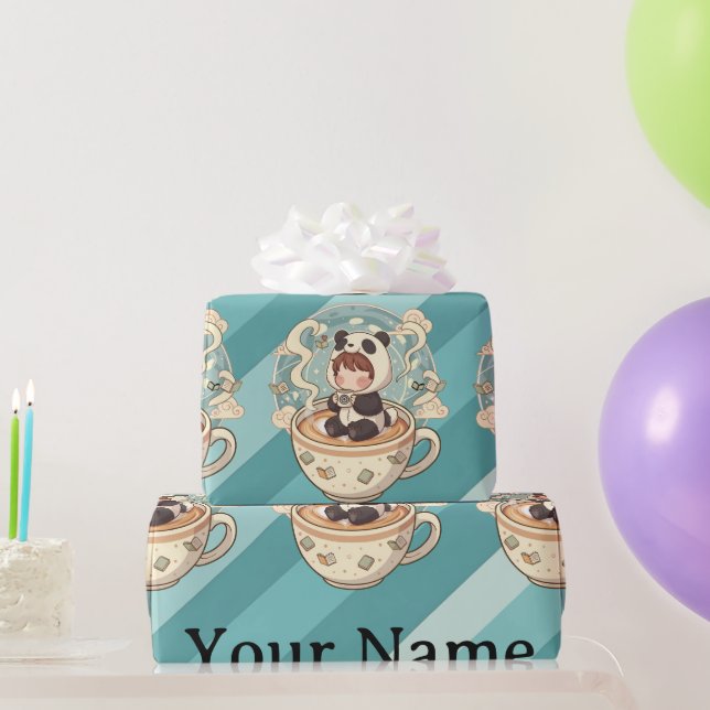 Kawaii Panda Coffee Gift Wrap Paper (Party Gifts)