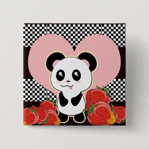 Kawaii Panda cute 15 Cm Square Badge