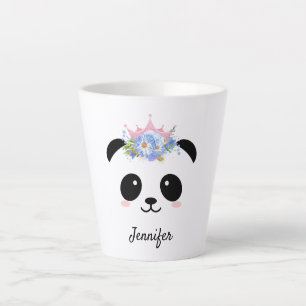 Kawaii panda cute floral queen personalised latte  mug