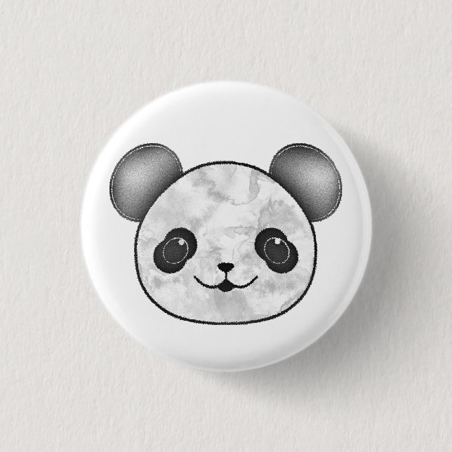 Kawaii Panda Drawing In Black And White 3 Cm Round Badge (Front)