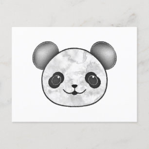 Kawaii Panda Drawing In Black And White Postcard