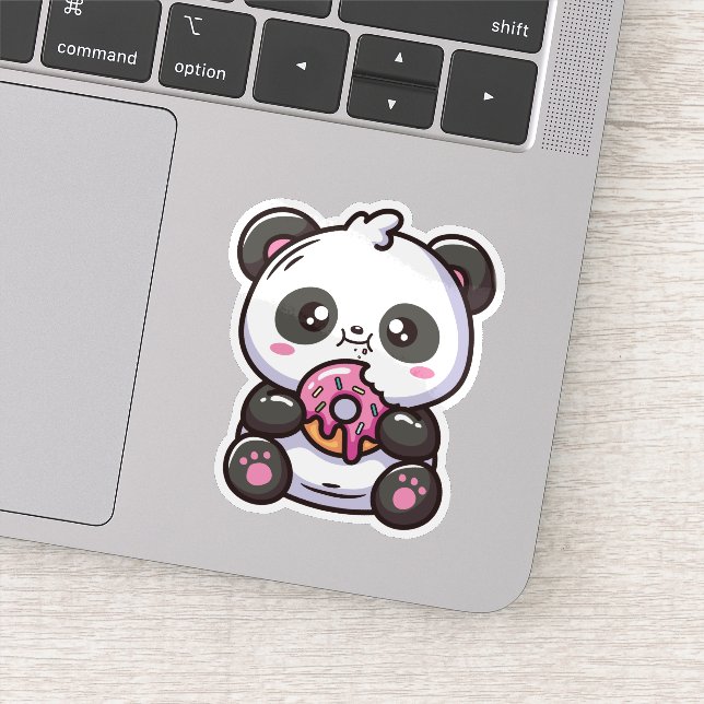 Kawaii Panda Eating Donut Sticker (Detail)