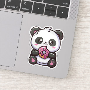 Kawaii Panda Eating Doughnut Sticker