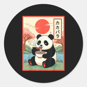Kawaii Panda Eating Ramen Anime Noodles Japanese P Classic Round Sticker