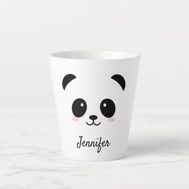 Kawaii panda face personalised latte mug (Front)