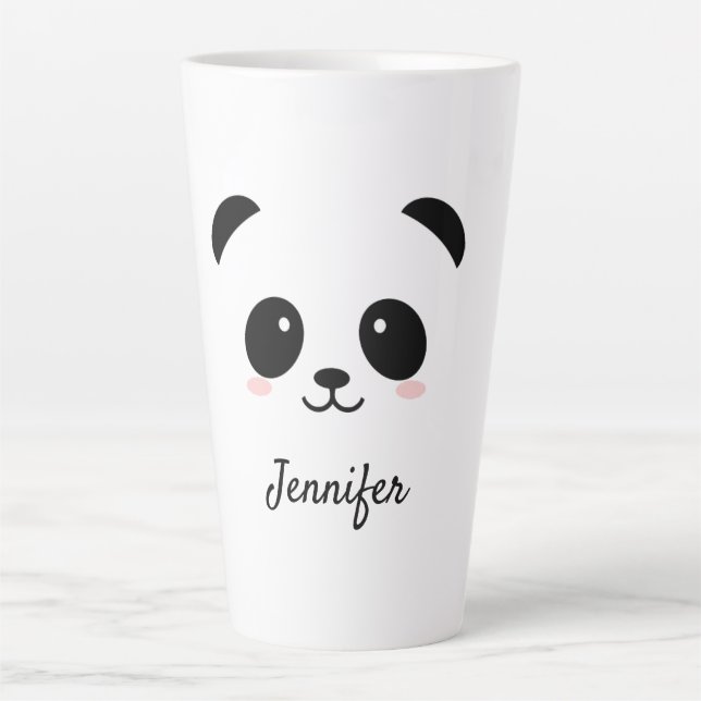 Kawaii panda face personalised  latte mug (Front)