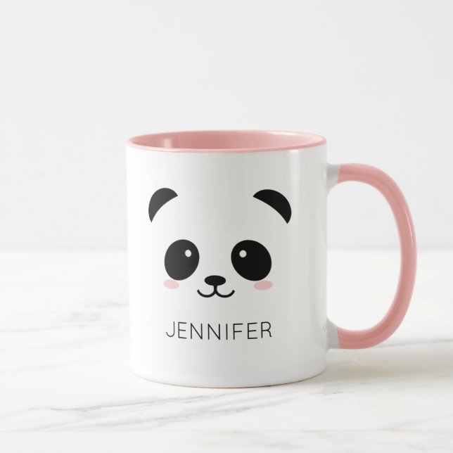 Kawaii panda face personalised pink mug (Right)
