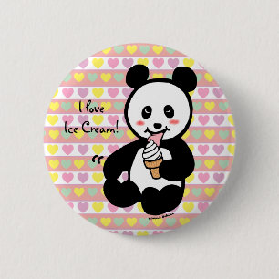 Kawaii Panda Ice Cream Cartoon 6 Cm Round Badge