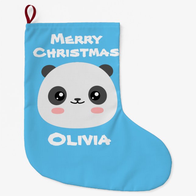 Kawaii Panda Large Christmas Stocking (Front)