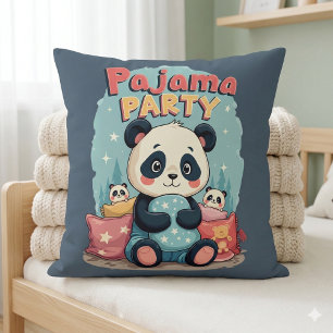 Kawaii Panda Pajama Party Cosy Sleepover Aesthetic Cushion