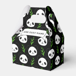 Kawaii Panda Pattern Bamboo In Black White Green Favour Box