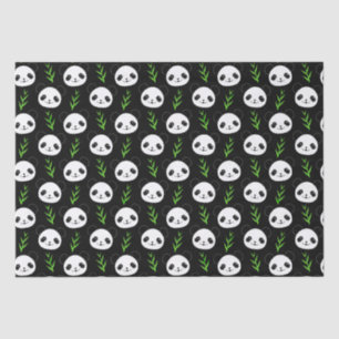 Kawaii Panda Pattern Bamboo In Black White Green Tissue Paper