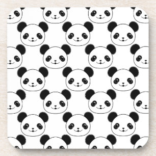Kawaii Panda Pattern In Black And White Coaster
