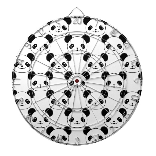 Kawaii Panda Pattern In Black And White Dartboard (Front)