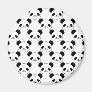 Kawaii Panda Pattern In Black And White Magnet
