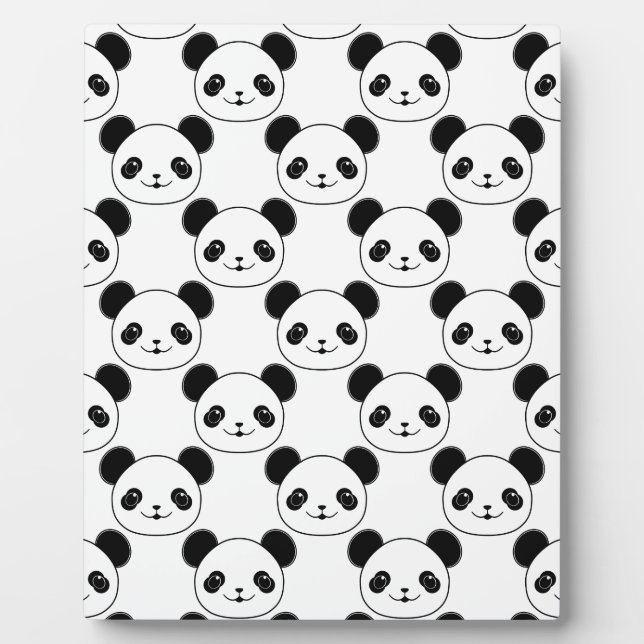 Kawaii Panda Pattern In Black And White Plaque (Front)