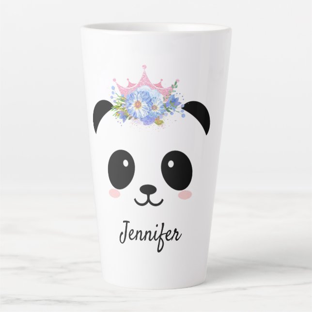 Kawaii panda queen personalised latte mug (Front)