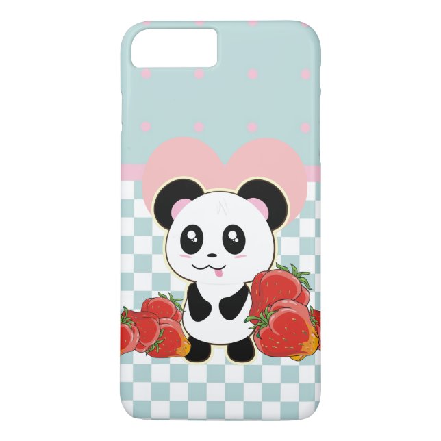 Kawaii Panda strawberries cute Case-Mate iPhone Case (Back)