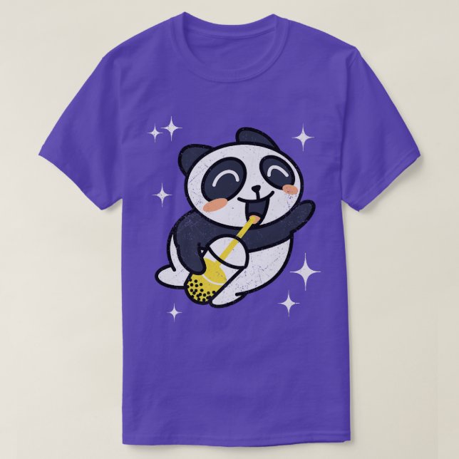 Kawaii Panda with Boba Bubble Tea Premium  T-Shirt (Design Front)