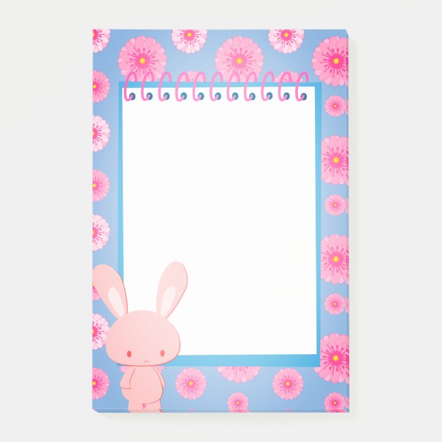 Kawaii pastel Bunny Floral Memo Post-it Notes (Front)