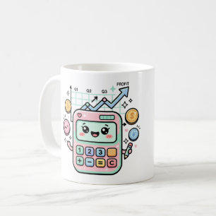 Kawaii Pastel Calculator Finance Student Sticker Coffee Mug