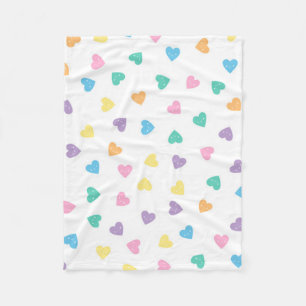 Kawaii Pastel Candy Hearts Fleece Blanket