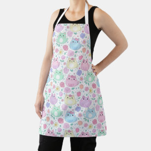 Kawaii Pastel Cats and Floral Garden Kitchen Apron