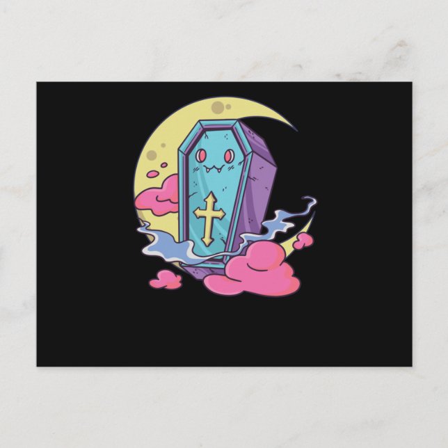 Kawaii Pastel Colours Gothic Cute Goth Coffin Postcard (Front)
