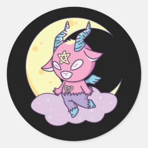 Kawaii Pastel Colours Gothic Cute Goth Goat Classic Round Sticker