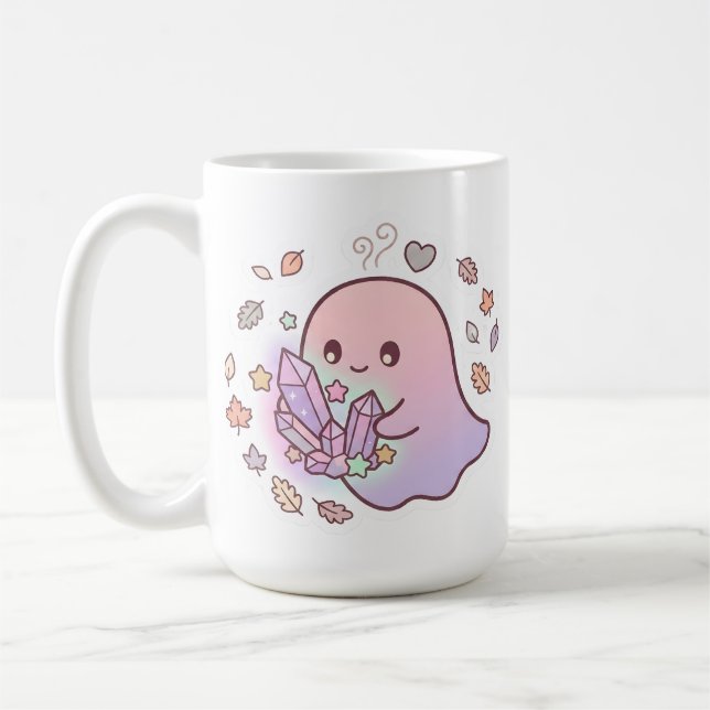 Kawaii Pastel Ghost Magic Crystal Coffee Mug (Left)