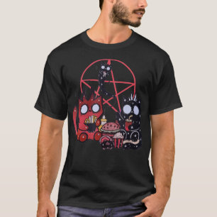 Kawaii Pastel Goth Art Cute Demon Cats Pentagram T-Shirt
