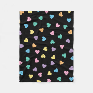 Kawaii Pastel Goth Candy Hearts Fleece Blanket