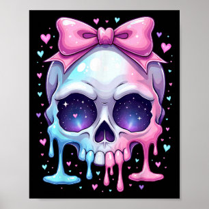 Kawaii Pastel Goth Creepy Bowtie Girl Skull Hallow Poster