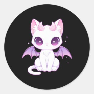 Kawaii Pastel Goth Creepy Cute Witchy Demon Winged Classic Round Sticker