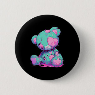 Kawaii Pastel Goth Creepy Cute Witchy Zombie Bear 6 Cm Round Badge