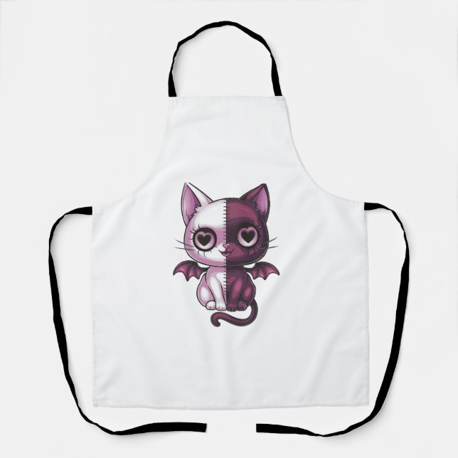 Kawaii Pastel Goth Creepy Cute Witchy Zombie Patch Apron (Front)