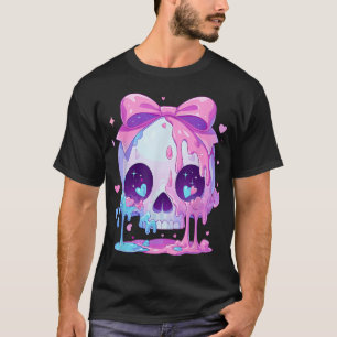 Kawaii Pastel Goth Creepy Melty Pink Skull T-Shirt