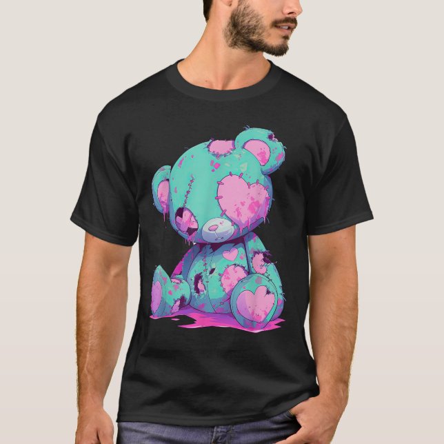 Kawaii Pastel Goth Creepy Witchy Zombie Teddy Bear T-Shirt (Front)