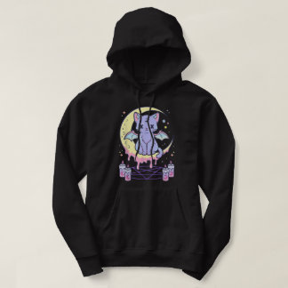 Kawaii Pastel Goth Cute Creepy Black Cat Hoodie