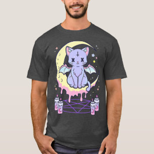 Kawaii Pastel Goth Cute Creepy Black Cat T-Shirt